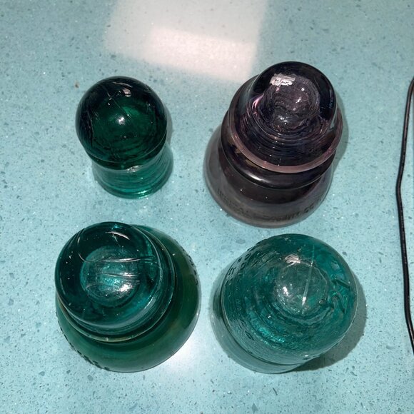 Whitall Antique Insulator Glass Collection Set of 4 Decor - Picture 4 of 16